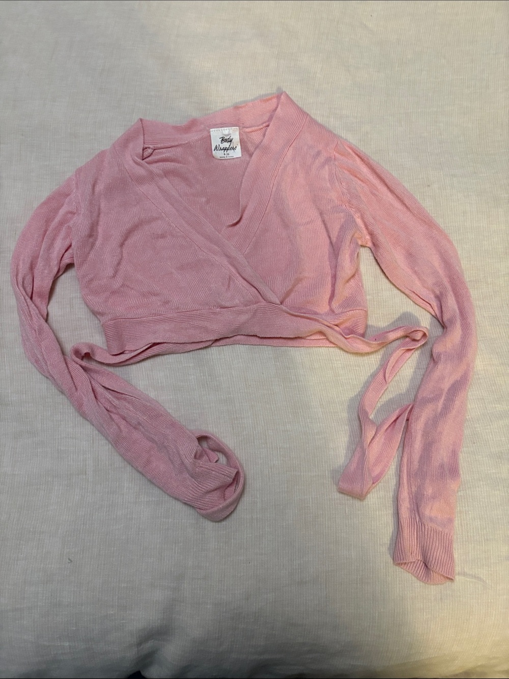 Body Wrappers (kids 8-10) Soft Pink Wrap-Style Dance wrap sweater